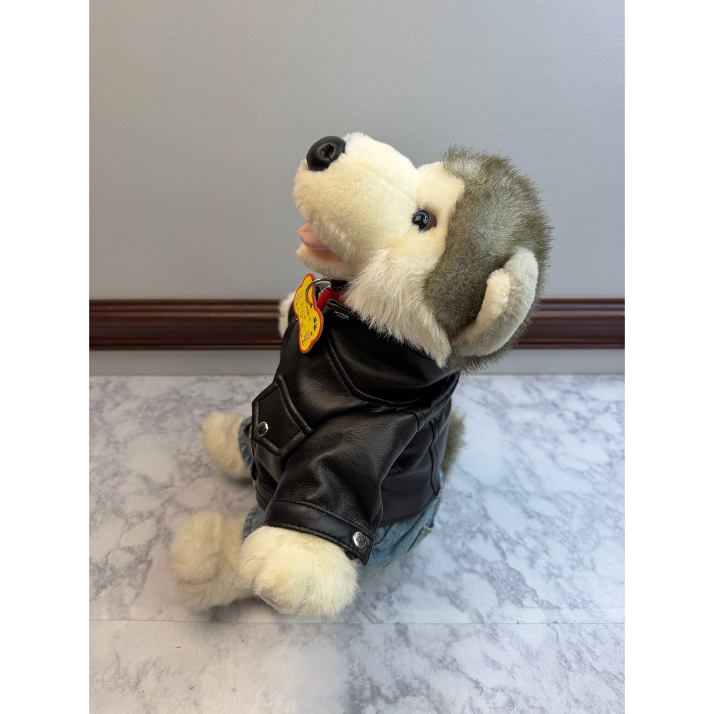 Build-A-Bear Husky Plush Harley-Davidson Biker Outfit Leather Jacket Jeans 16" - Picture 15 of 16